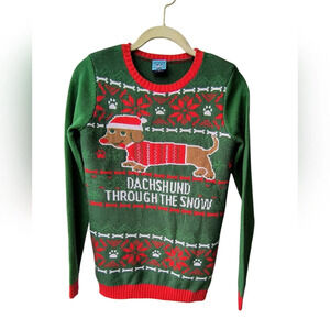Norther Pole Women Dachshund Through The Snow Ugly Christmas Festive Sweater XS